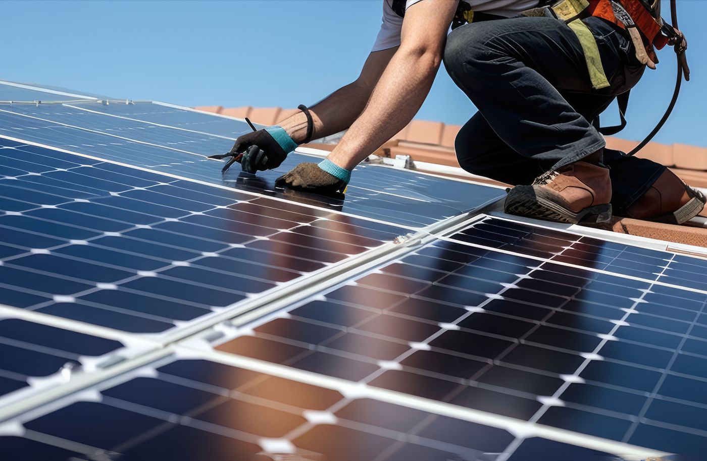 Montage von Photovoltaikmodulen auf einem Dach